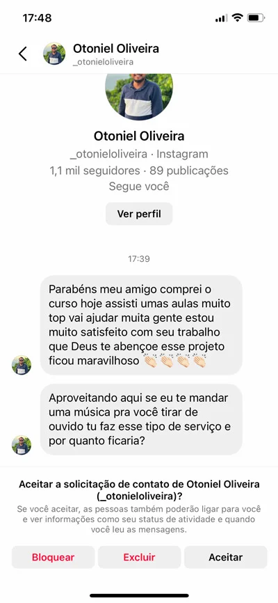 Mensagem de aluno 3
